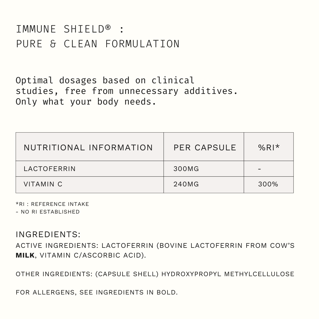 IMMUNE SHIELD Lactoferrin + Vitamin C Supplement